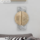 GobekUsa Minimalist Metallic Circle Wall Lamp with LED Sconce - Black/White - Rectangle Marble Backplate - Warm/White Light