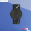 GobekUsa Minimalist Metallic Circle Wall Lamp with LED Sconce - Black/White - Rectangle Marble Backplate - Warm/White Light