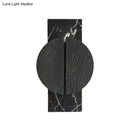 GobekUsa Minimalist Metallic Circle Wall Lamp with LED Sconce - Black/White - Rectangle Marble Backplate - Warm/White Light