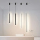 GobekUsa Black Nordic LED Tube Pendant Light for Bedroom Restaurant Kitchen Dining Room