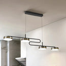 GobekUsa Minimalist Black Round Pendant Light - 4-Bulb Metallic Chandelier Fixture, Warm/White Lighting