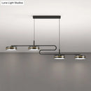 GobekUsa Minimalist Black Round Pendant Light - 4-Bulb Metallic Chandelier Fixture, Warm/White Lighting