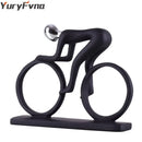 Minimalist black & silver cyclist sculpture figurine living room decor by Decorbites