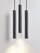 GobekUsa Black Stone Tube LED Chandelier for Bedroom Lighting