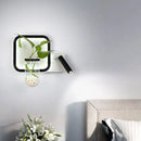 GobekUsa Minimalist Black Plant Pot Wall Sconce with LED Bedside Wall Mount Light in Warm/White Light
