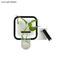 GobekUsa Minimalist Black Plant Pot Wall Sconce with LED Bedside Wall Mount Light in Warm/White Light
