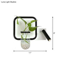 GobekUsa Minimalist Black Plant Pot Wall Sconce with LED Bedside Wall Mount Light in Warm/White Light