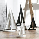 GobekUsa Abstract Resin Sailboat Ferry Triangle Ornament - Golden Home Decor Craft