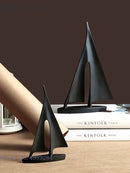 GobekUsa Abstract Resin Sailboat Ferry Triangle Ornament - Golden Home Decor Craft