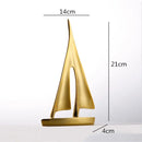 GobekUsa Abstract Resin Sailboat Ferry Triangle Ornament - Golden Home Decor Craft