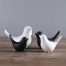 Minimalist black & white ceramic bird figurine set living room decor by Decorbites