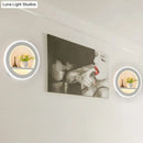GobekUsa Minimalist Circular LED Wall Sconce in White for Living Room