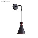 GobekUsa Minimalist Iron Wall Sconce with Conical Design - 1 Head, Black/Grey/White, Wall Mount