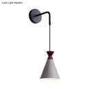 GobekUsa Minimalist Iron Wall Sconce with Conical Design - 1 Head, Black/Grey/White, Wall Mount