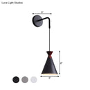 GobekUsa Minimalist Iron Wall Sconce with Conical Design - 1 Head, Black/Grey/White, Wall Mount