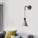 GobekUsa Minimalist Iron Wall Sconce with Conical Design - 1 Head, Black/Grey/White, Wall Mount
