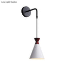 GobekUsa Minimalist Iron Wall Sconce with Conical Design - 1 Head, Black/Grey/White, Wall Mount