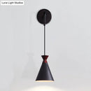 GobekUsa Minimalist Iron Wall Sconce with Conical Design - 1 Head, Black/Grey/White, Wall Mount