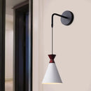 GobekUsa Minimalist Iron Wall Sconce with Conical Design - 1 Head, Black/Grey/White, Wall Mount