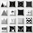 Minimalist black & white flocking pillowcase living room cushion cover by Decorbites