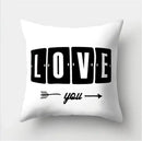 Minimalist black & white flocking pillowcase living room cushion cover by Decorbites