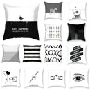 Minimalist black & white geometric cushion cover living room decor by Decorbites