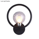 GobekUsa Modern Black/White Ring Wall Sconce Lamp with Glass Ball Shade
