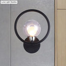 GobekUsa Modern Black/White Ring Wall Sconce Lamp with Glass Ball Shade