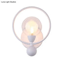 GobekUsa Modern Black/White Ring Wall Sconce Lamp with Glass Ball Shade