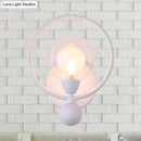GobekUsa Modern Black/White Ring Wall Sconce Lamp with Glass Ball Shade