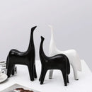 Minimalist black & white horse abstract ornaments living room decor by Decorbites