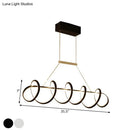 GobekUsa Minimalist Black/White LED Ceiling Light for Dining Room: Twisted Metallic Island Lighting