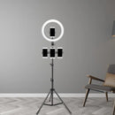 GobekUsa Round Metal Mobile Phone Holder with LED Fill Light in Black: Minimalist Design