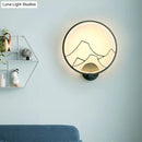 GobekUsa Minimalist Acrylic Ring Wall Lamp with LED, White/Black Mountain Shade