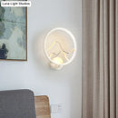 GobekUsa Minimalist Acrylic Ring Wall Lamp with LED, White/Black Mountain Shade