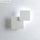 GobekUsa Minimalist Iron Movable Shade Square Wall Lamp - Black/White LED Sconce Lighting in Warm/White Light
