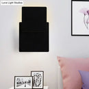 GobekUsa Minimalist Iron Movable Shade Square Wall Lamp - Black/White LED Sconce Lighting in Warm/White Light