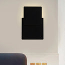 GobekUsa Minimalist Iron Movable Shade Square Wall Lamp - Black/White LED Sconce Lighting in Warm/White Light