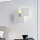 GobekUsa Minimalist Iron Movable Shade Square Wall Lamp - Black/White LED Sconce Lighting in Warm/White Light