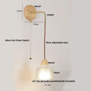 GobekUsa Clear Glass LED Wall Light with Pull Chain Switch