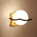 GobekUsa Minimalist Geometric Stairs Wall Sconce - Cream Glass Single Flush Light in Wood
