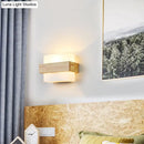 GobekUsa Minimalist Geometric Stairs Wall Sconce - Cream Glass Single Flush Light in Wood
