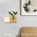 GobekUsa Minimalist Geometric Stairs Wall Sconce - Cream Glass Single Flush Light in Wood