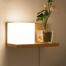 GobekUsa Minimalist Geometric Stairs Wall Sconce - Cream Glass Single Flush Light in Wood