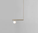 GobekUsa Minimalist Metal Pendant Lighting with Gold Accents - Modern Globe Glass Island Ceiling Light for Living Room