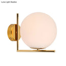 GobekUsa Opaline Glass Ball Wall Lamp with Right Angle Arm in Brass - Minimalist & Elegant