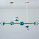 GobekUsa Minimalist Brass Ball Island Lamp: 6-Bulb Suspension Light with Glass Shade - Perfect for Restaurants