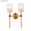 GobekUsa Minimalist Crystal Cylindrical Wall Sconce - 1/2 Lights Brass Fixture for Living Room