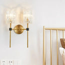 GobekUsa Minimalist Crystal Cylindrical Wall Sconce - 1/2 Lights Brass Fixture for Living Room