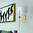 GobekUsa Minimalist Crystal Cylindrical Wall Sconce - 1/2 Lights Brass Fixture for Living Room